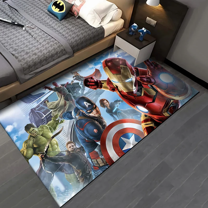 Disney Cartoon Avengers Large Pattern Carpets Bedroom Play Mats Bedroom Decor Carpet Livingroom Rug Crawl Mat Christmas Gift Rug