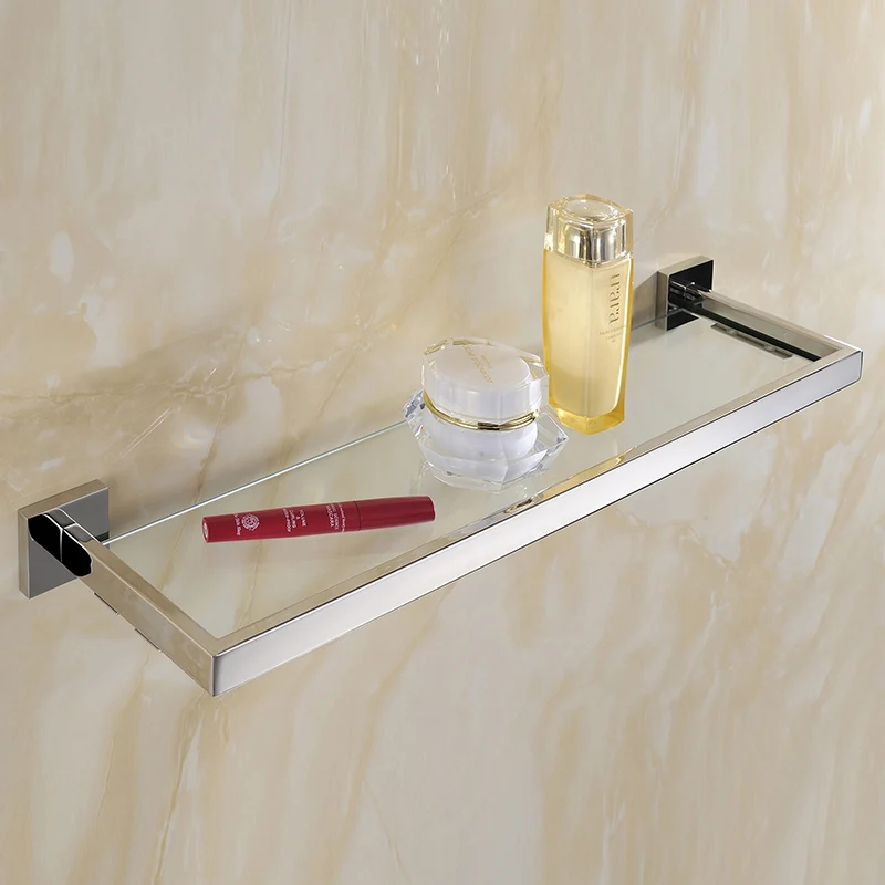 2016 Glass and Polish Bathroom Shelves 50 CM Length for Single Layer Glass and Modern Desgin for Bathroom Improvement AU1893