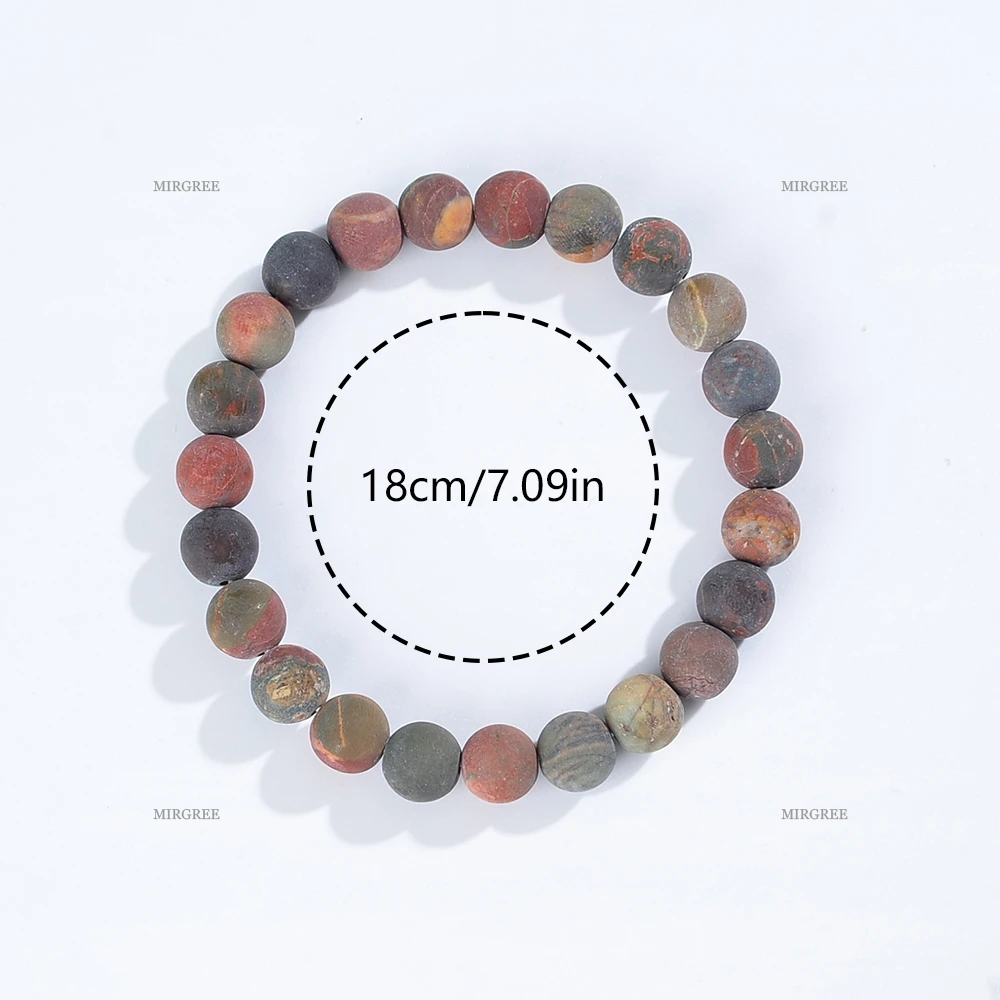 قطعة واحدة من سوار الخرز الحجري الطبيعي متعدد الألوان، ملحق لون الأرض مع خصائص كريستال الشفاء، ملابس يومية #6