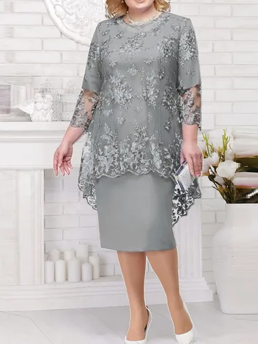 Imagen 2 del producto Vestido de cóctel de talla grande para mujer, conjunto de dos piezas, 2019 #