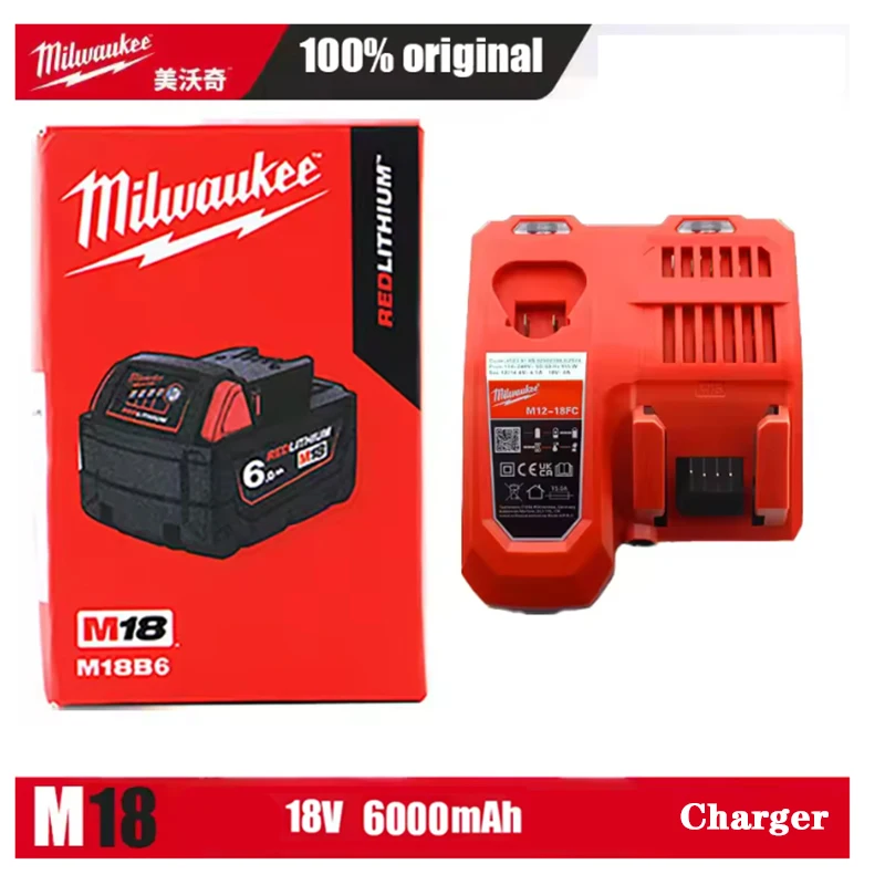 

100% New Milwaukee M18 6.0Ah High Output Battery 18V Lithium-ion Rechargeable for Milwaukee M18 Cordless Power Tools