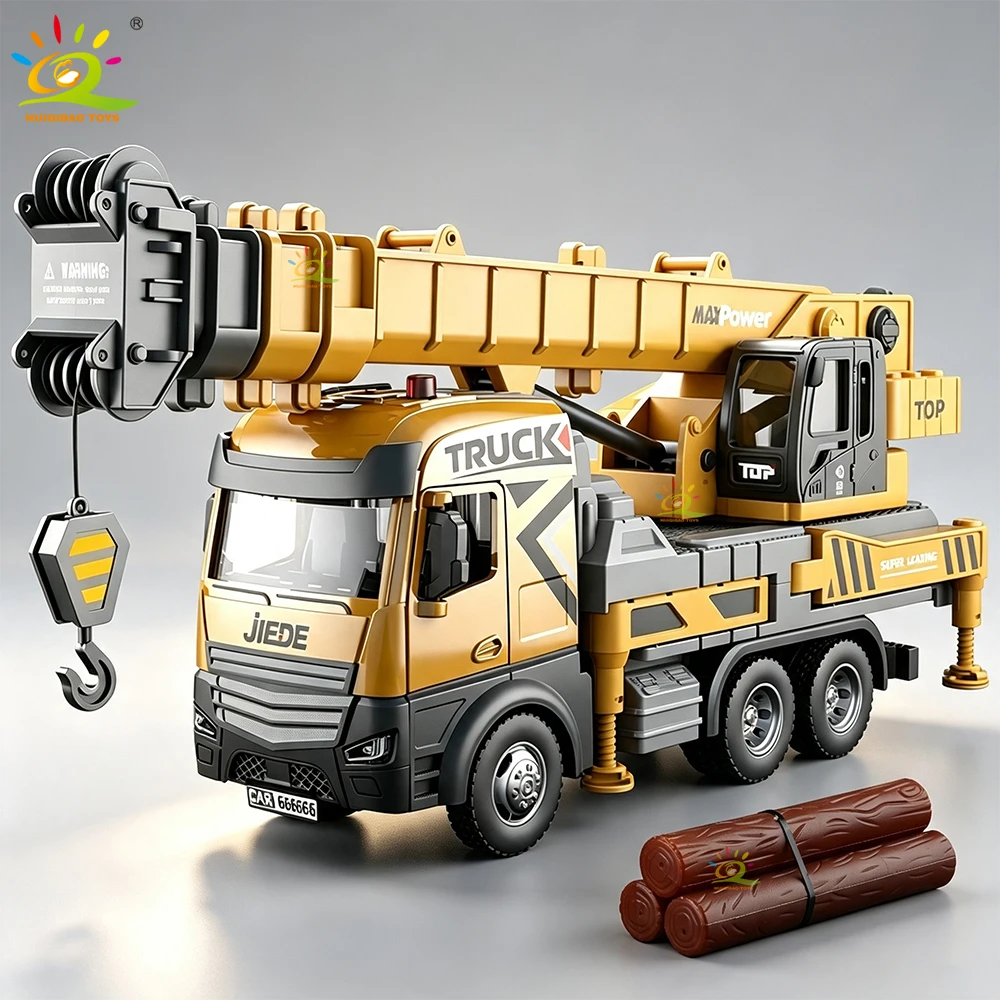 Inertia-Powered Crane Toy, Construction Vehicle with Lifting Hook, Truck with Movable Lifting Hook, Gift for Boys view 4