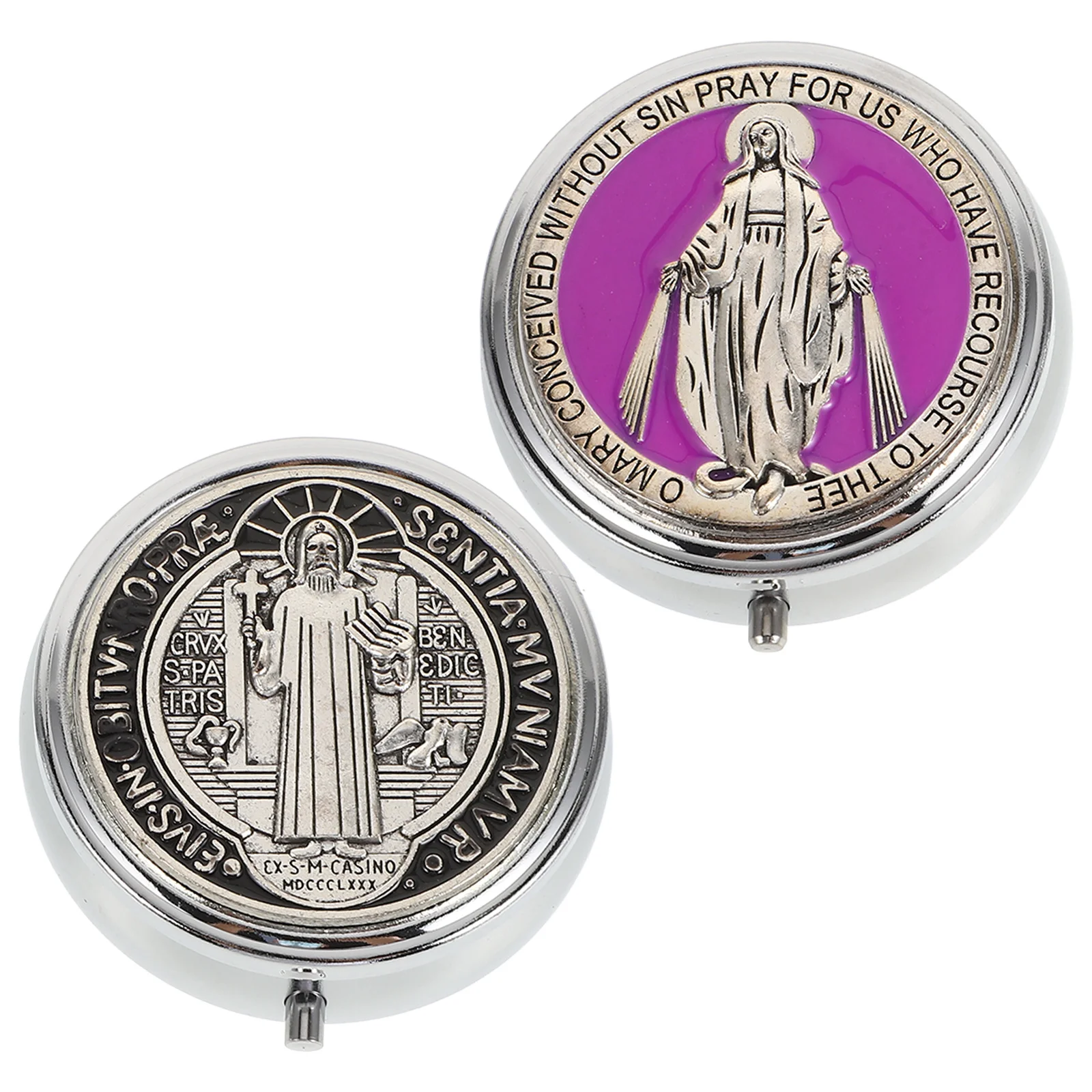 

2pcs Rosary Beads Case Metal Jewelry Box Vintage Small Organizer Storage For Ring Necklace Earring Women Religious Jewelry