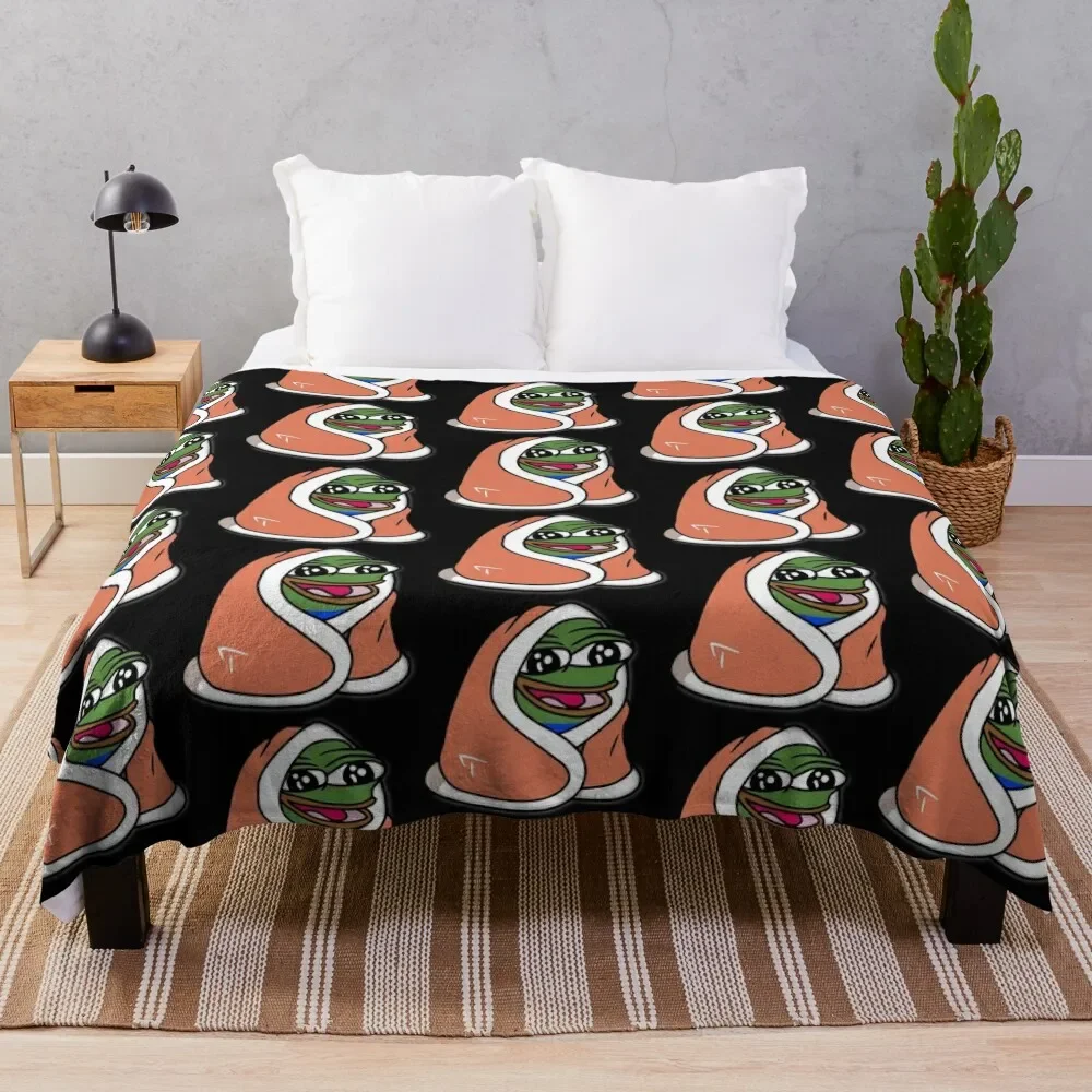 Peepo Blanket - pepeblanket pepega twitch discord frog Throw Blanket Bed linens Picnic Blankets