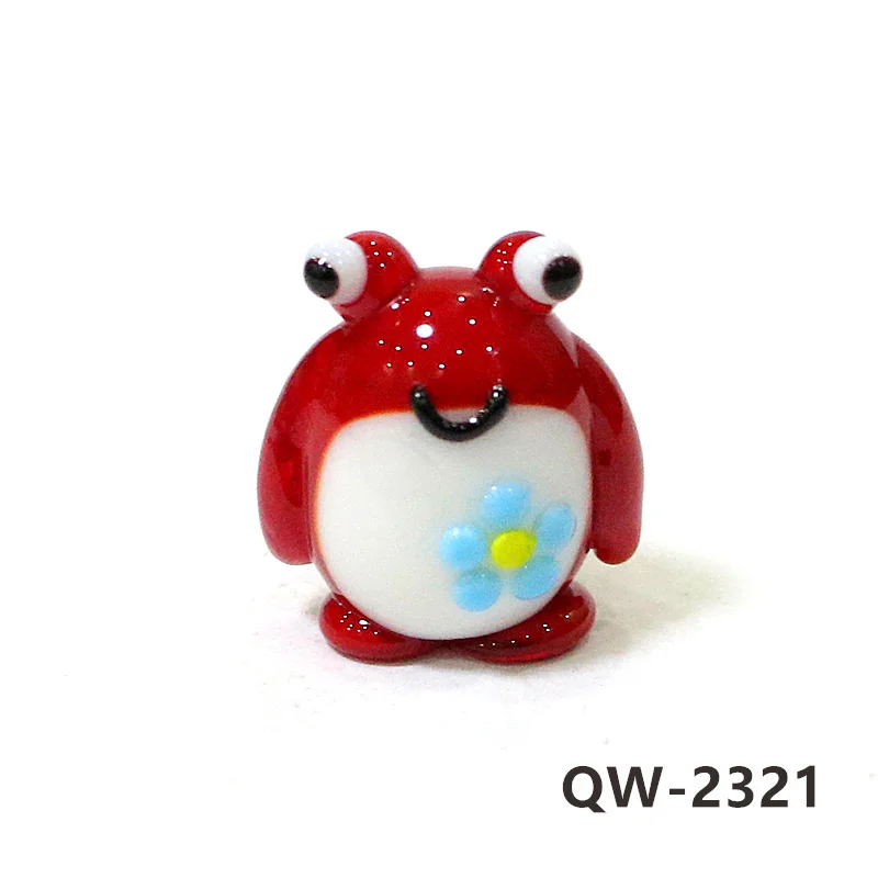 2pcs Custom Japan Style Cute Glass Frog Mini Figurines Ornaments Easter Cartoon Animal Tiny Statues Home Desk Fairy Garden Decor