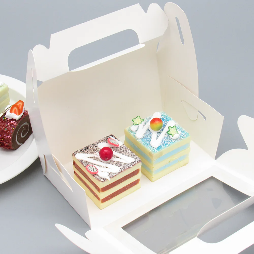 10/20pcs Hand-Held Transparent Window Paper Gift Boxes For Wedding Birthday Party Cake Bread Baking Package Box Custom LOGO Box