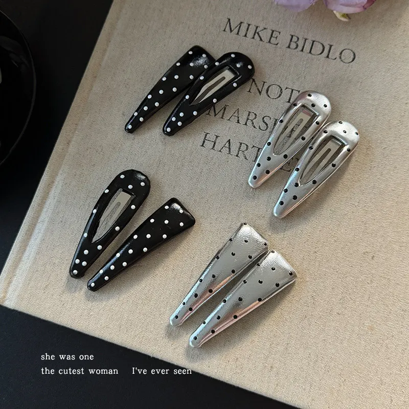 French retro polka dot BB hair clip for women, trendy and versatile, perfect for bangs and front bangs.