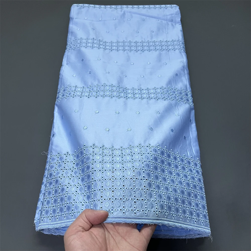 

African Lace Fabric Nigerian Tulle Embroidered Bridal Gown Material Soft Cotton Damask for Wedding Party Dresses 5Yards 2026