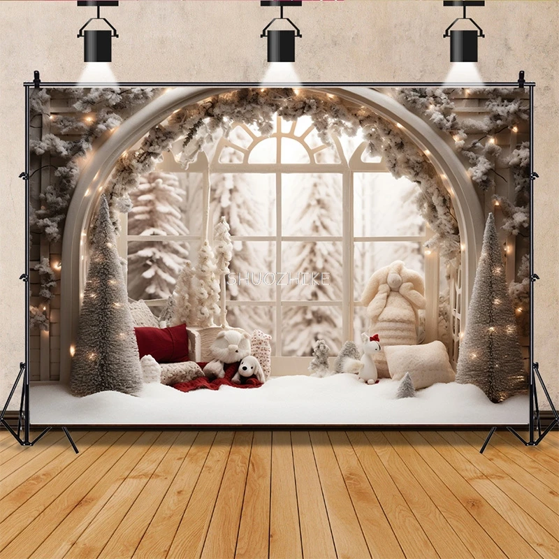 

SHUOZHIKE Christmas Decorations Photography Backdrops Candy House Living Room Ornament Birthday Photo Studio Background QS-23