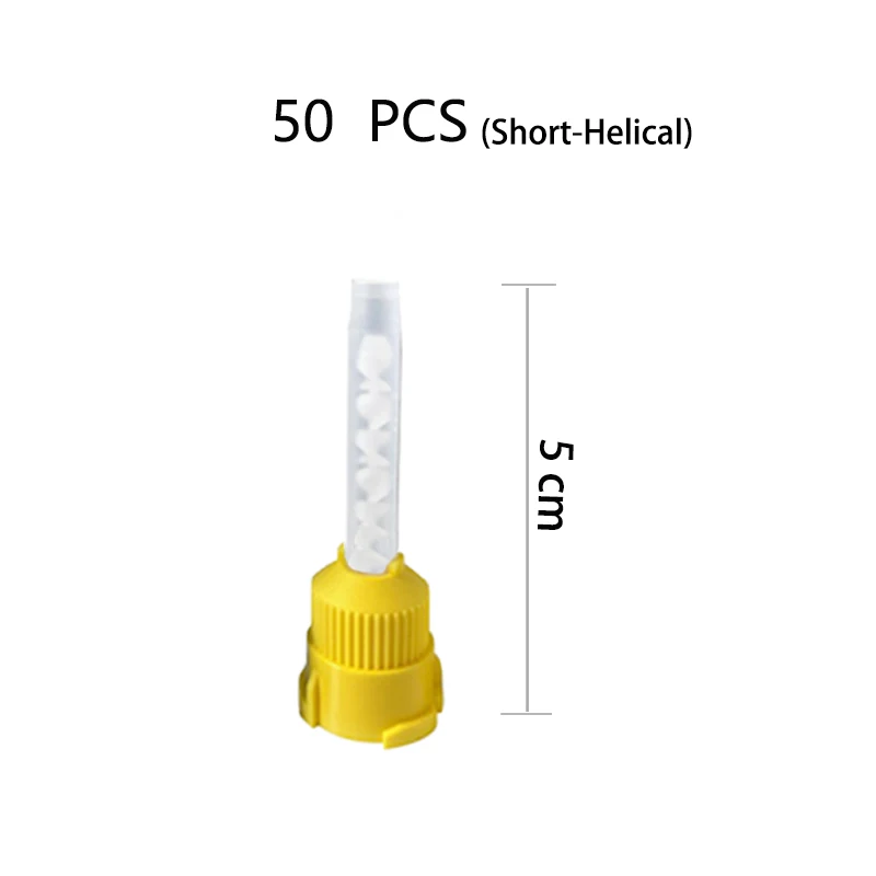 50/100 Stück Dental-Mischspitzen, Einweg-Mischköpfe für Silikonkautschuk, gelb, 1:1, Dentalmaterialien