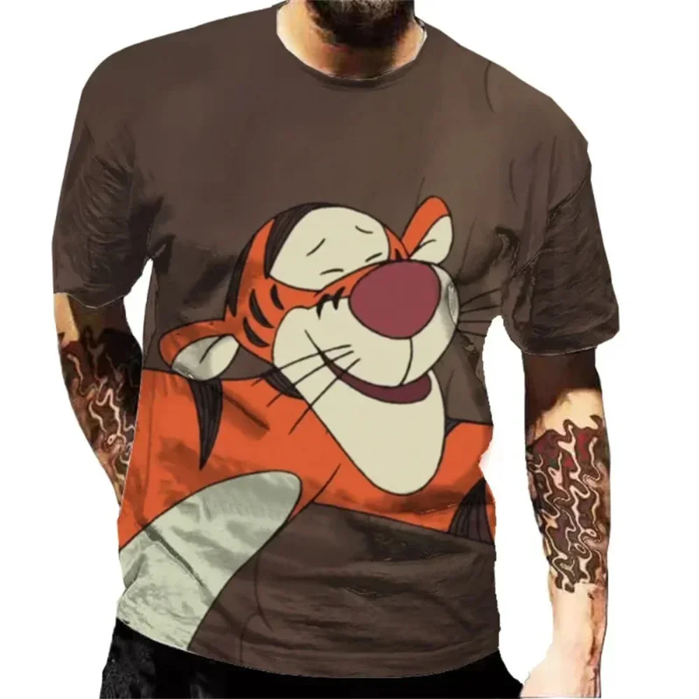 2024 Disney Tigger 3D Printed T-shirt Cute Cartoon Anime Pattern T-shirt Fashion Harajuku Street Tops New Summer Casual T-shirt