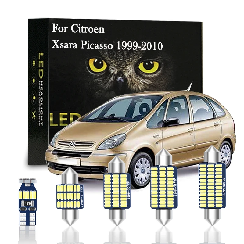 

6pcs Canbus Car Interior Accessories LED Light For Citroen Xsara Picasso 1999 2000 2001 2002 2003-2010 Dome Trunk Lamp