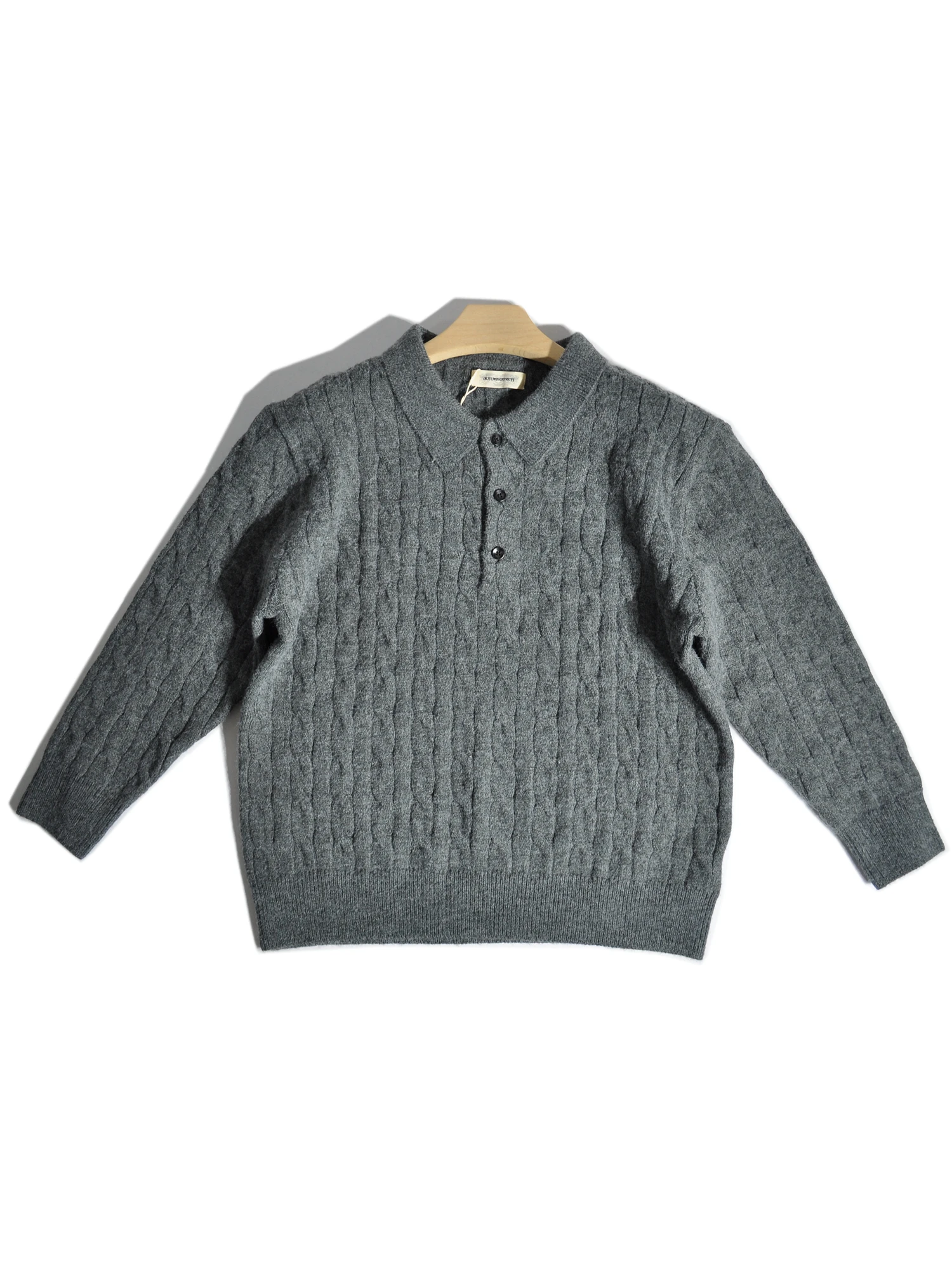 

Мужской вязаный свитер Laoqian в американском стиле с отложным воротником, вышивкой в виде сплетенных цветов, свободного кроя, зимний