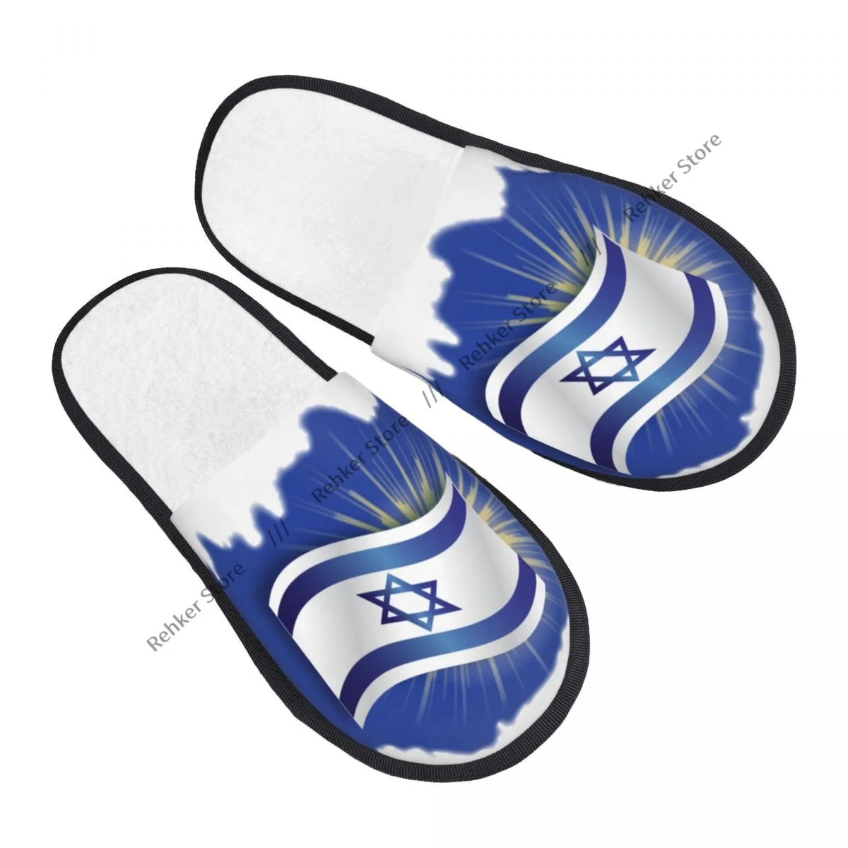 Soft Slippers Israel Independence Day Flag Non-Slip Floor Indoor Home Furry Slippers Shoes For Bedroom