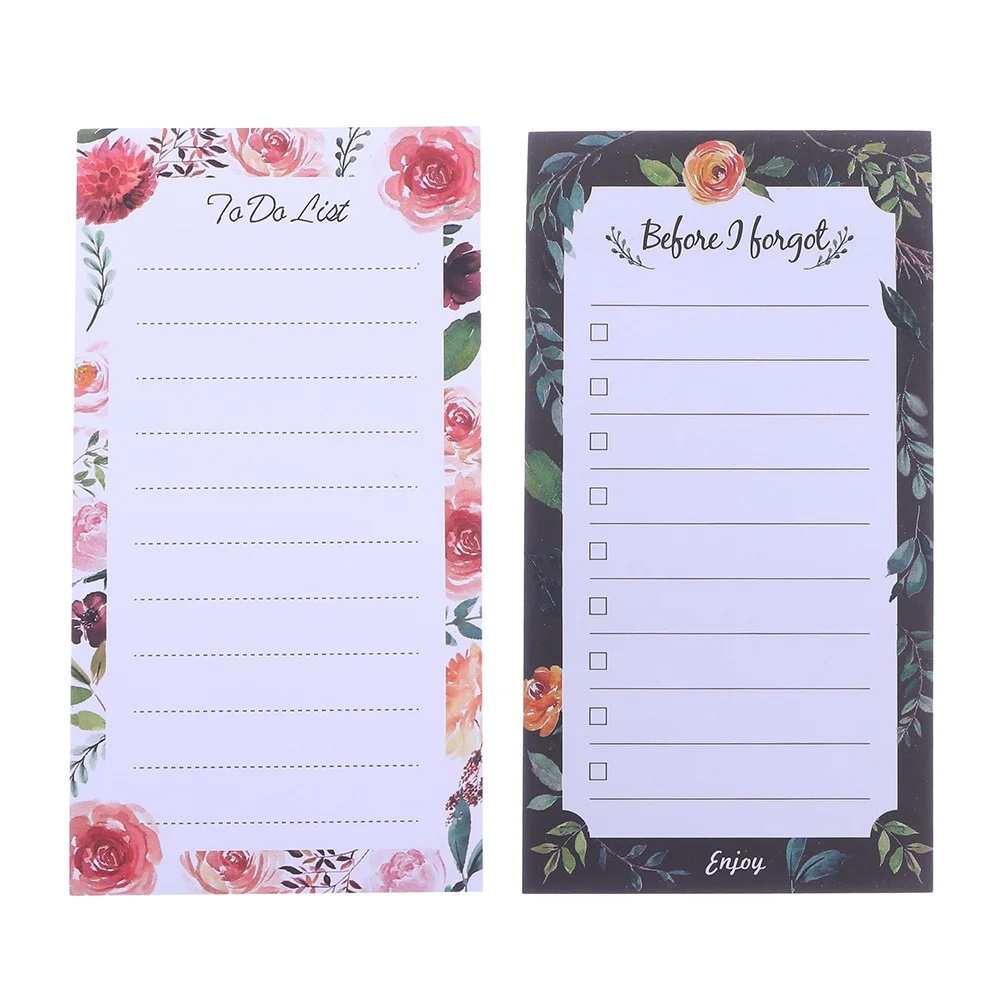 2 Pcs Magnetic Sticky Notes Notepad Notepads Message Lists for Fridge Sticker Tearable