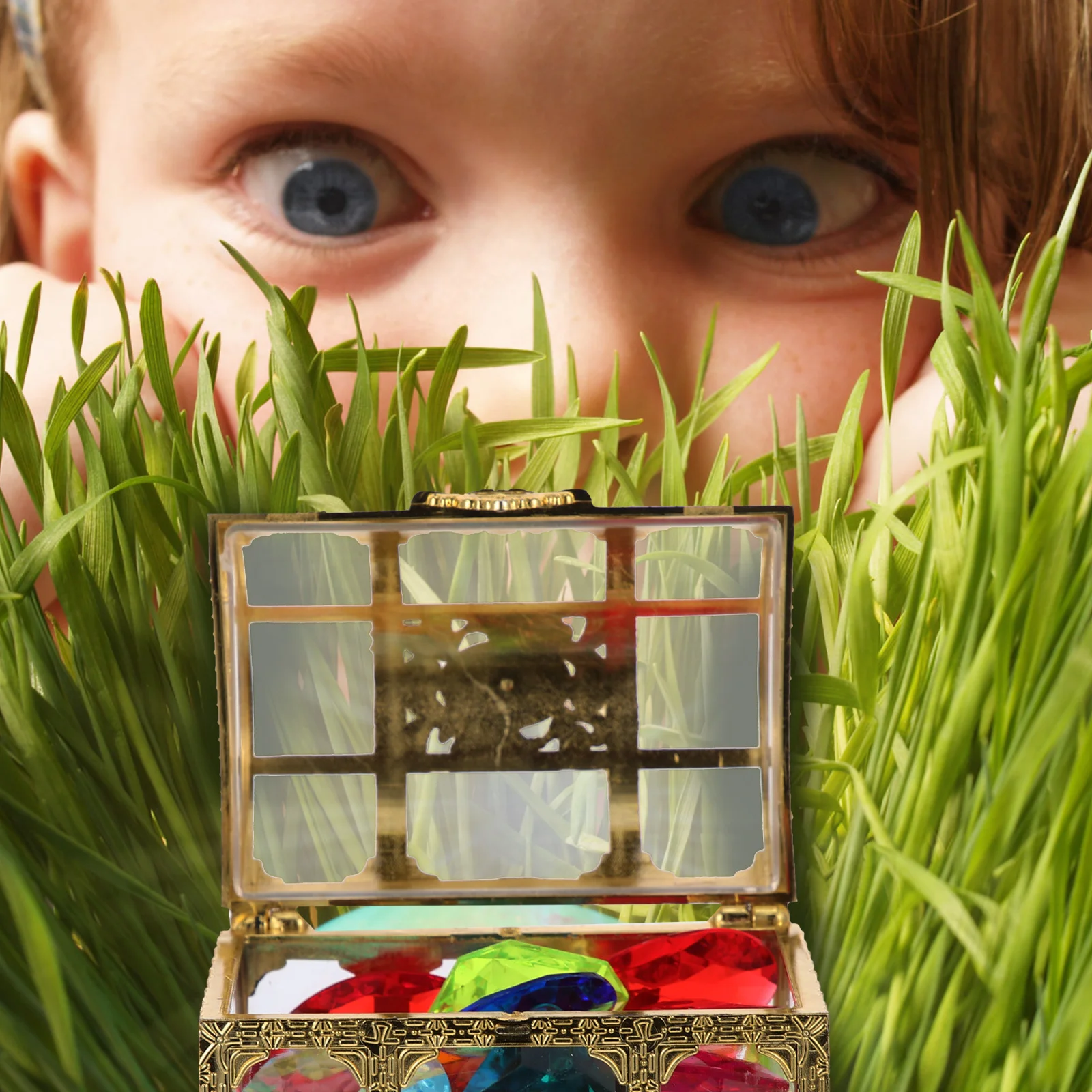 어린이 창의적 상상력 놀이 교실을 위한 다양한 보석류 보관 용기가 포함된 프리미엄 플라스틱 보물 상자 1세트