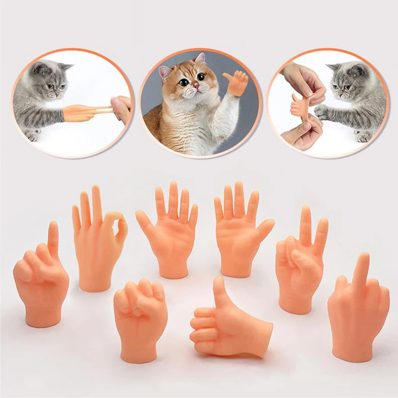 Cat Fun Toy Small Gloves Cat Finger Sleeve Mini Hand Model Silicone Small Gloves Cat Massage Tools Pet Cat Toy Halloween Gift