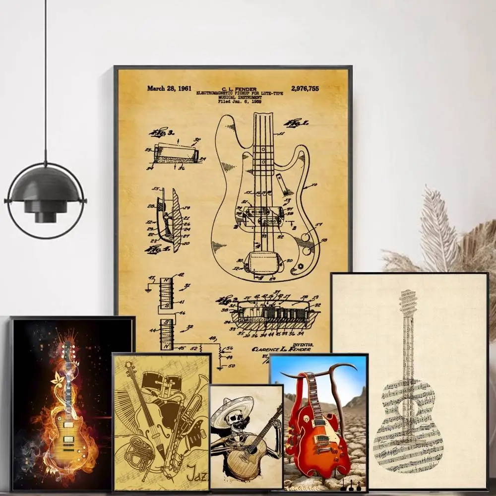Guitar Art Classic Vintage Posters HD Quality Wall Art Retro Posters for Home Room Wall