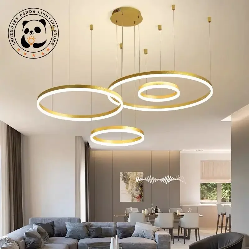 Nordic Modern Pendant Lamps Simple Light Luxury Metallic Luster Suspended Ceiling Light Hotel Foyer Restaurant Cafe Indoor Decor