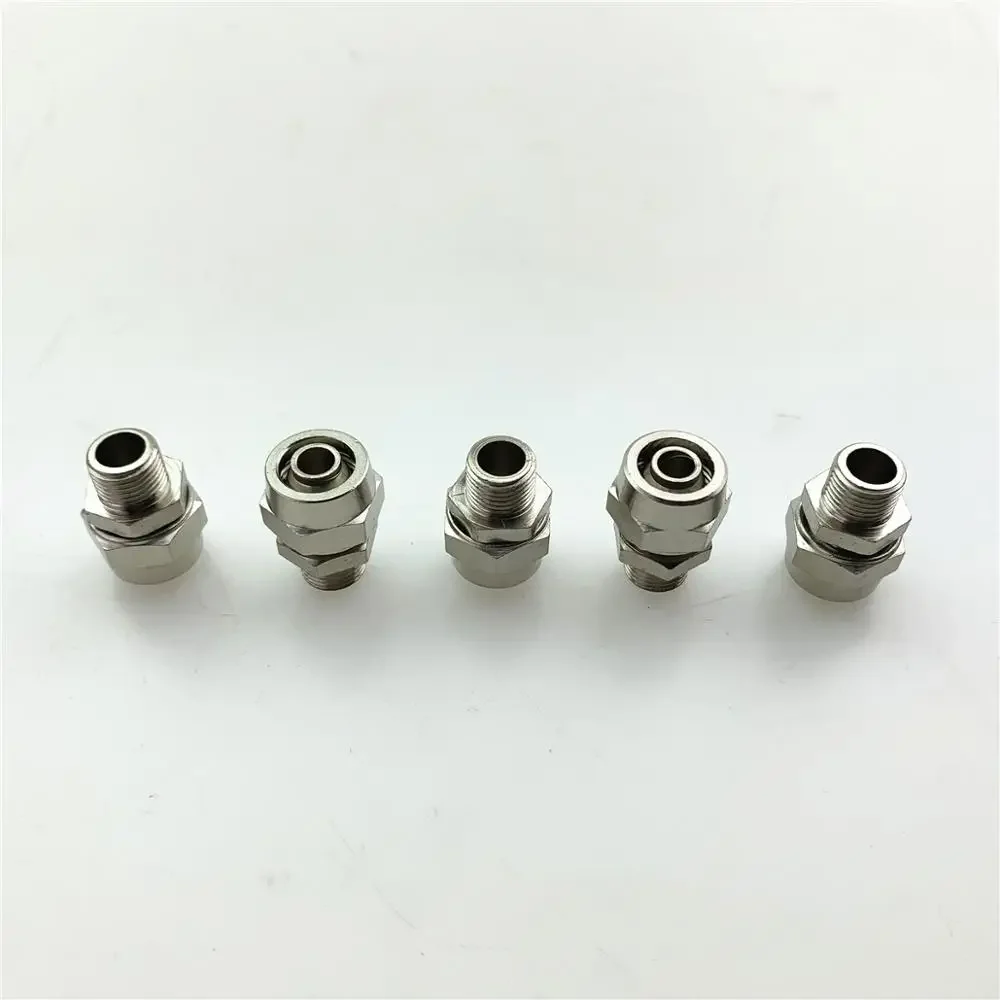 Quick-screw connector Copper-nickel-plated lock nut PC pneumatic straight air pipe quick connector