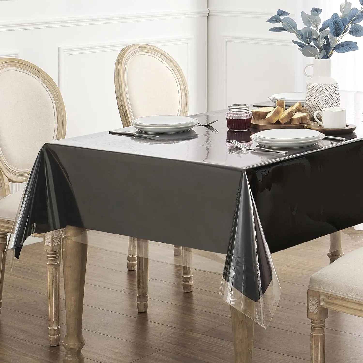 PVC transparent tablecloth with a thickness of 0.25mm, heat-resistant, waterproof, and oil resistant dining table mat, 1pc
