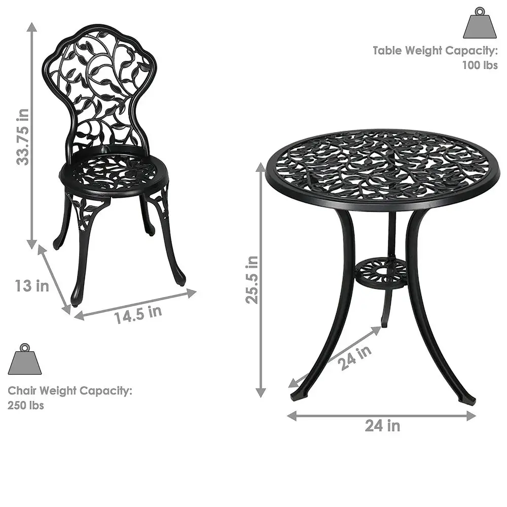 Weight Capacity Chair - 250 lbs. Weight Capacity Table 100 LB. 