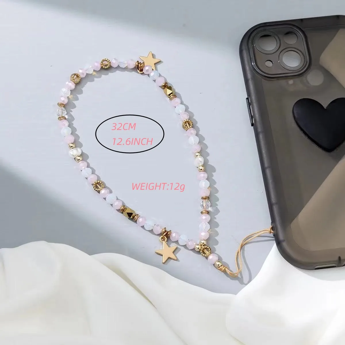 Star Pearl Beads Mobile Phone Charm Chain Women Cellphone Strap Anti-Lost Lanyard Hanging Cord Jewelry Bracelet Keychain Gift