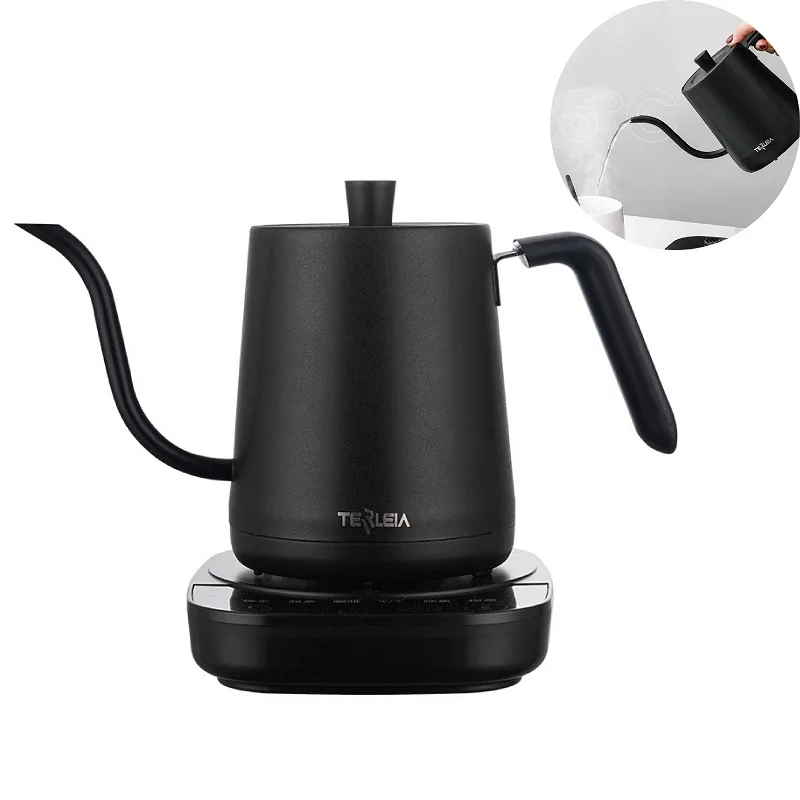 110V Smart Electric Kettle Temperature Control 304 Stainless Steel Gooseneck Thin Mouth Coffee Pot Automatic Keep Warm 1000W