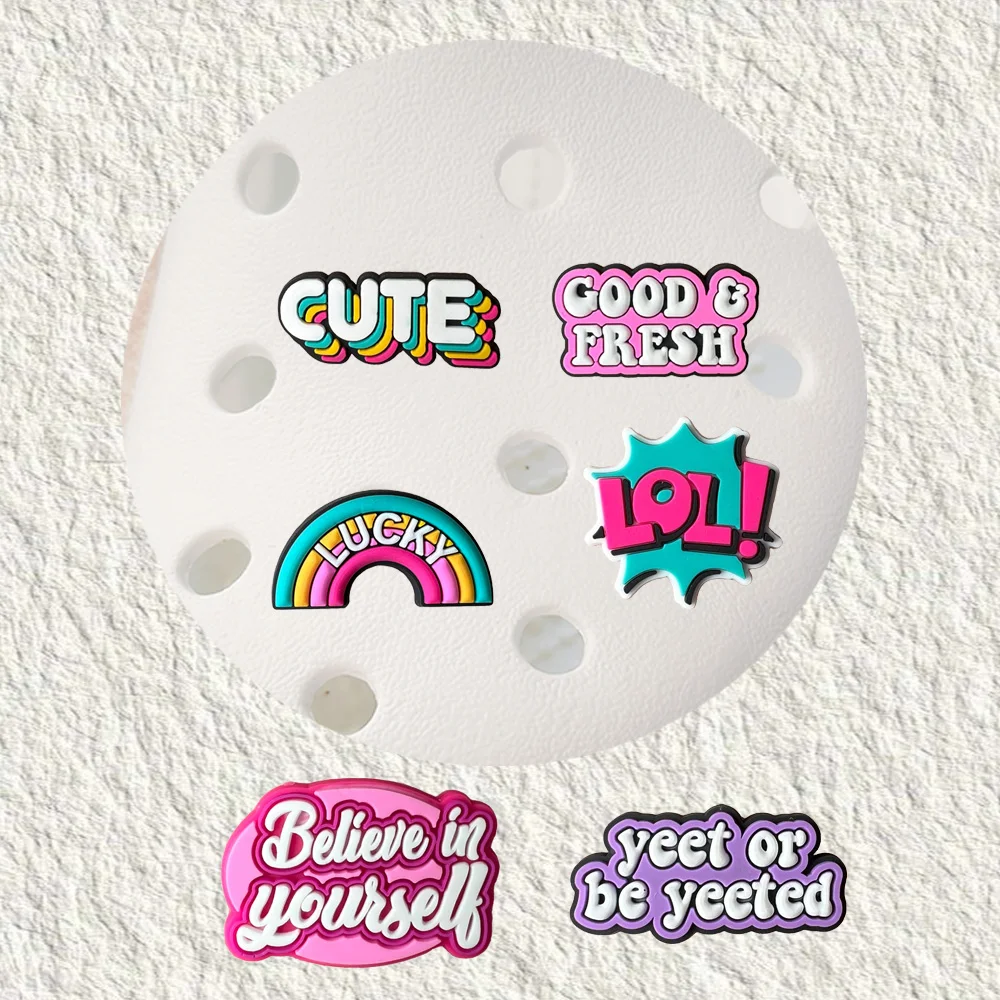 

1Pcs phrase Shoe Charms for Sandals Decoration Shoe Accessories Charms Teens Girls Favor Gifts