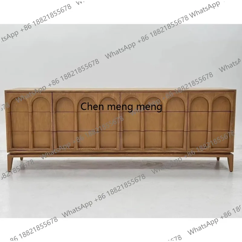 

Solid wood dining side, entrance cabinet, retro arched door storage in living room, storage cabinet against the wall