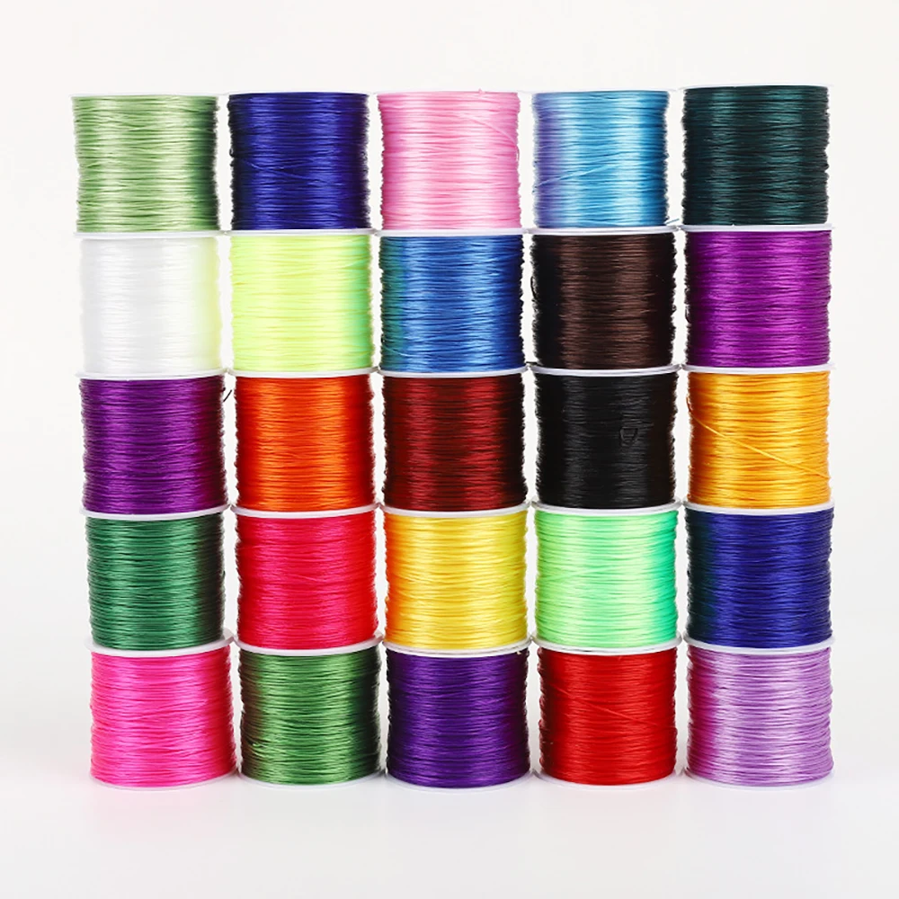 RG49 50m/Roll 0.8mm colorato forte cavo di perline di cristallo elastico per gioielli che fanno bracciali fai da te collana di corde di filo elasticizzato