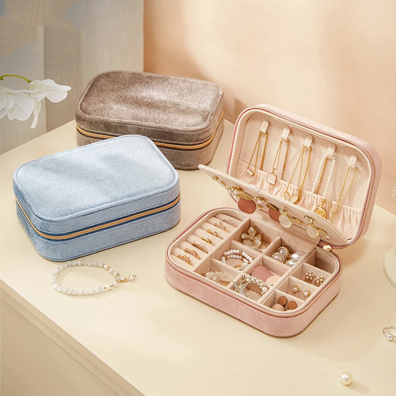 

Модная бархатная шкатулка для украшений: для колец, ожерелий, серег, с доской для хранения, простая дорожная косметичка-органайзер