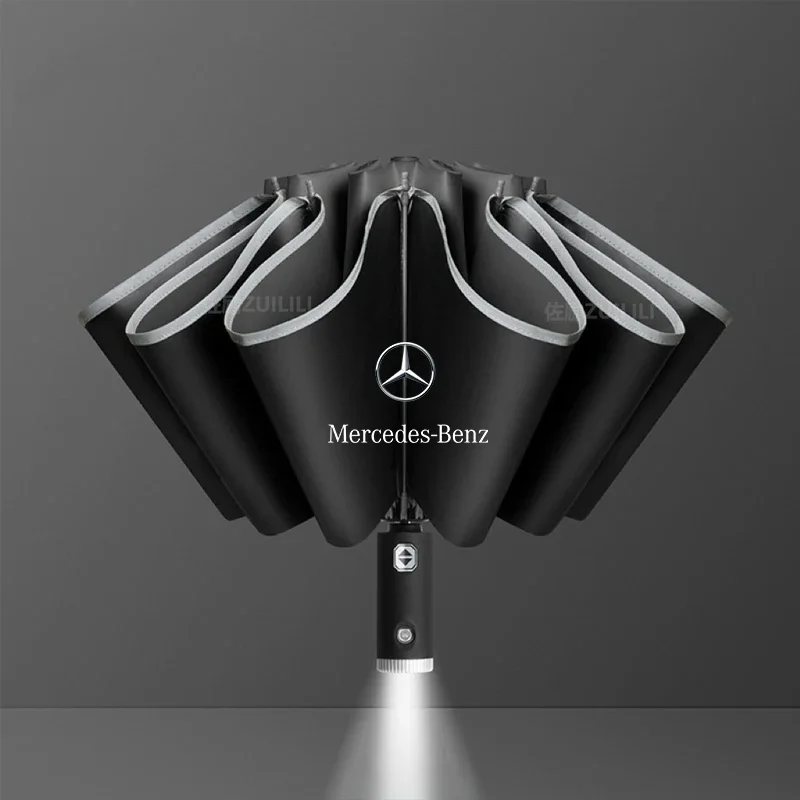 

Automatic Umbrella with LED Reflective Strip Rain Wind Umbrella For Mercedes Benz B/C/E/S Class A Class W205 C200L GLC GLK CLA B