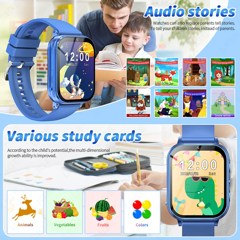 2025 어린이를위한 새로운 스마트 시계 어린이 게임 시계 패션 스포츠 팔찌 카메라 사진 찍기 비디오 음악 재생 소녀 소년 선물