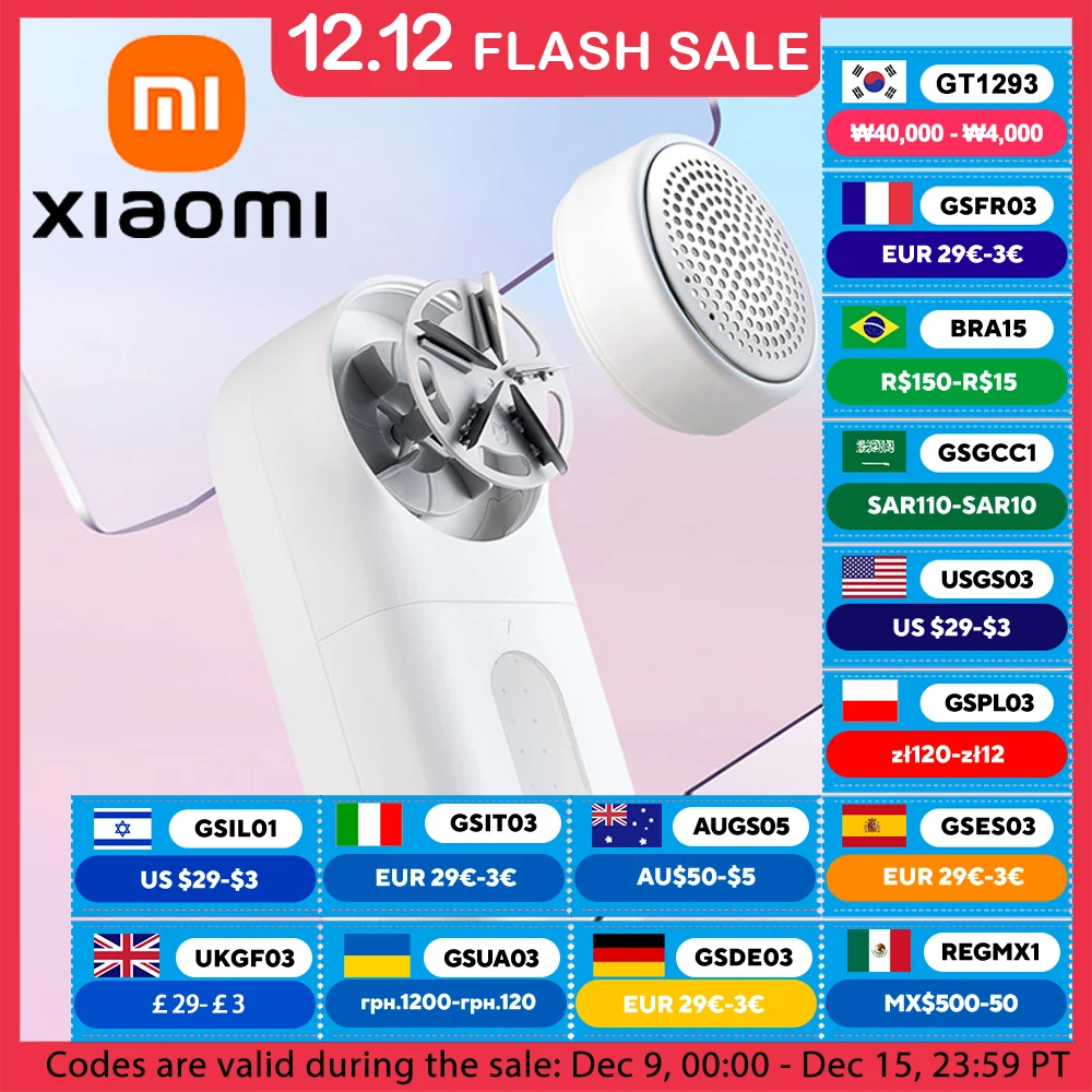 XIAOMI MIJIA Lint Remover,5-leaf Blade 180min battery life,USB Rechargeable Pellet Remove Lint From Clothes,Fluff Pellet Remover