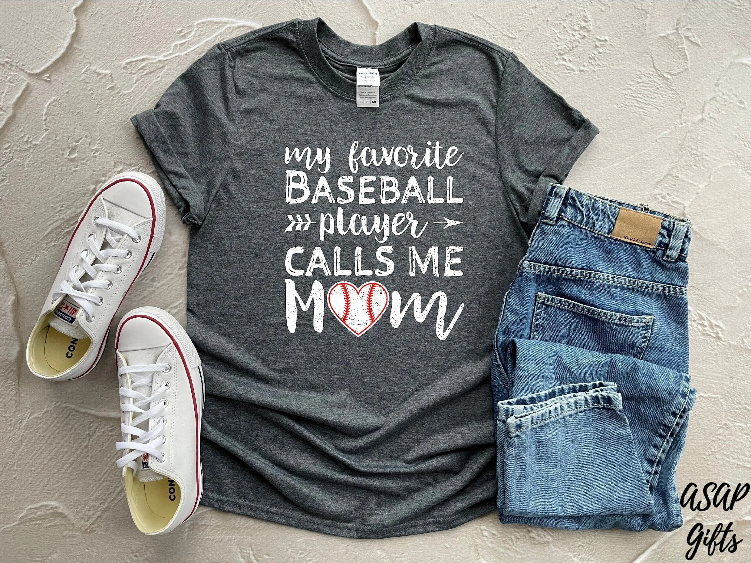 

My Favorite Baseball Player Calls Me Mom T Shirt Game Day for Sports