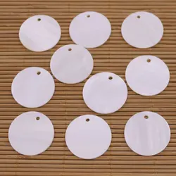 10pcs 10mm Natural Mother of Pearl DIY White Flat Disk Round Shell Top Hole