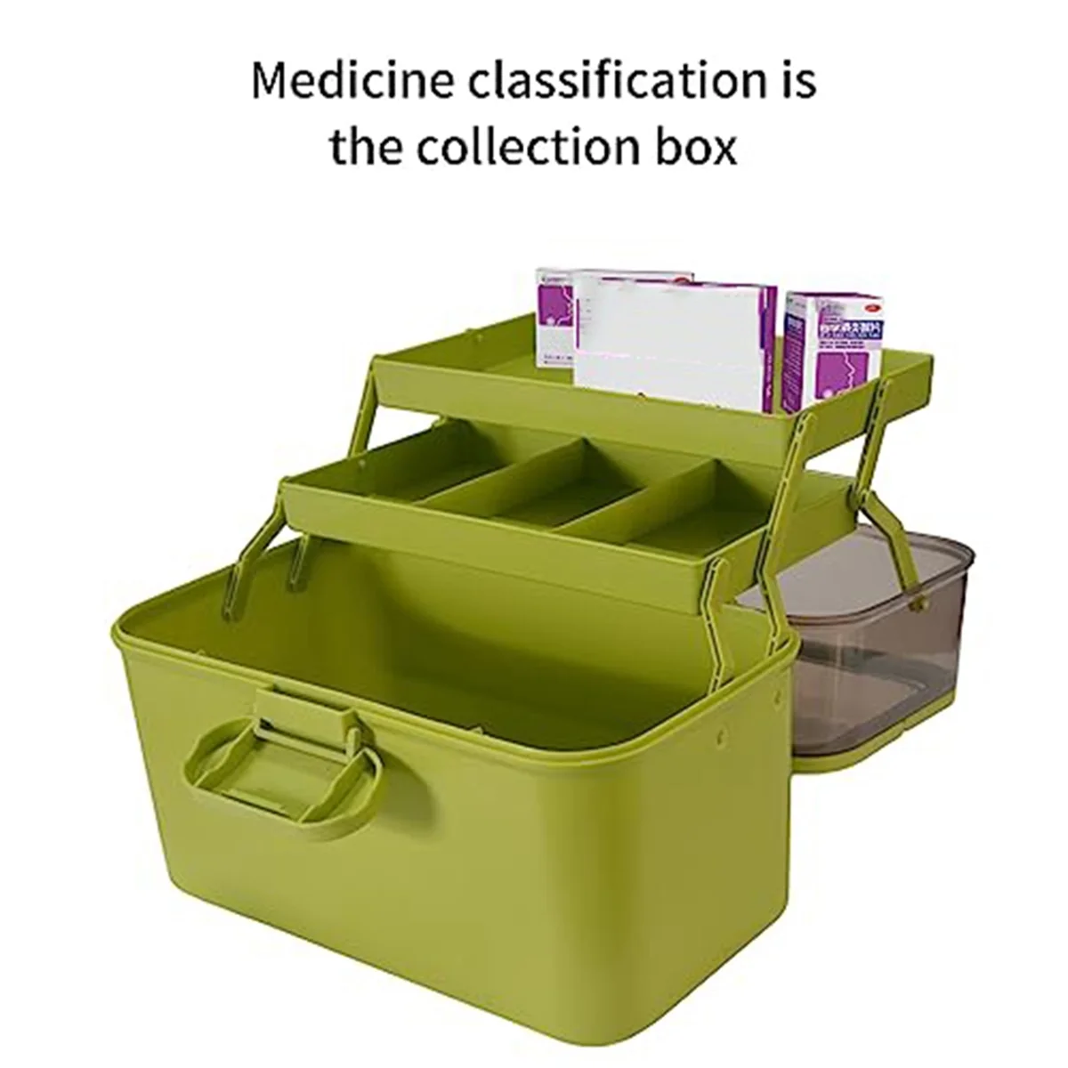 

Y31A Transparent Three-Layer Folding Storage Box with Detachable Medicine Box Portable Medicine Storage Container