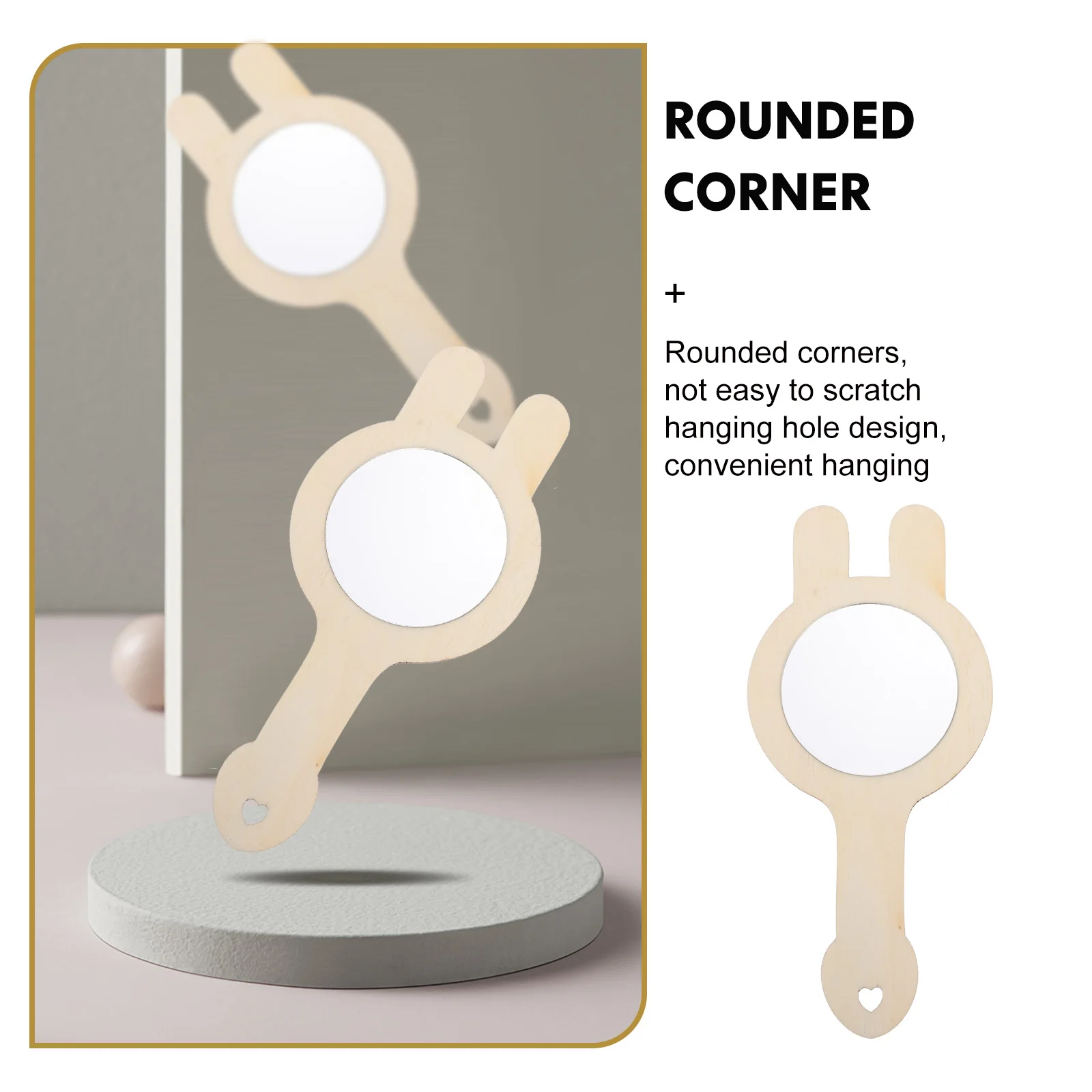 

8Pcs Wood Unfinished Handheld Mirror DIY Kids Accessory Household Decor Arts Crafts Children Supply Wood Mirror