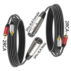 3Pin XLR Female/Male To Dual RCA Male Y Splitter Insert 2RCA To XLR Stereo Audio Interconnect Cable for Speaker Microphone Mixer