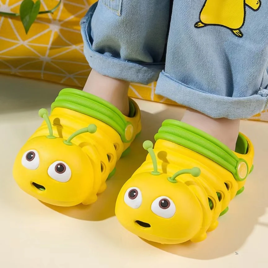 Toddler Kids Slippers Lightweight Cute Caterpillar Flat Heels Baby Floor Shoes Summer Outdoor Boys Girls Beach Pool Wrap Sandals