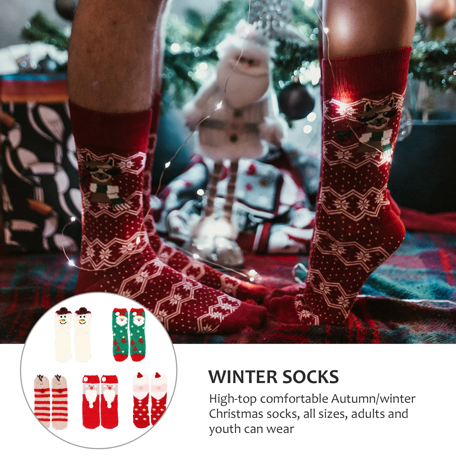

5Pairs Coral Fleece Socks Christmas Sleep Socks Thick Warm Soft Skin-Friendly Non-Slip High-Grade Winter Household Comfortable