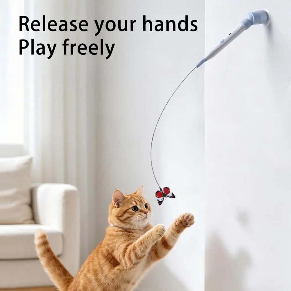 

Teaser Stick with Suction Cup Electric Cat Butterfly Wand Toy with Suction Cup Automatic Kitten Teaser Stick Exercise Play Pet