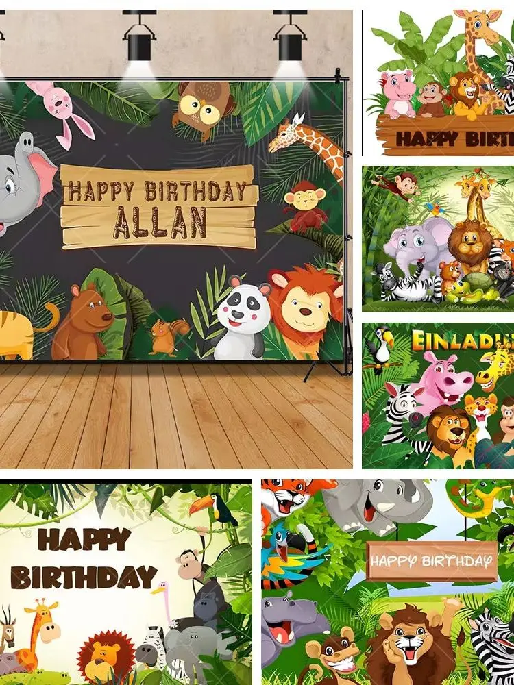 Safari Jungle Interface Animal Poster, Toile de Fond, Photographie Personnalisée, Décor de Chambre d'Enfants, 1er Anniversaire, ixPréChristophe, Fille, Garçon