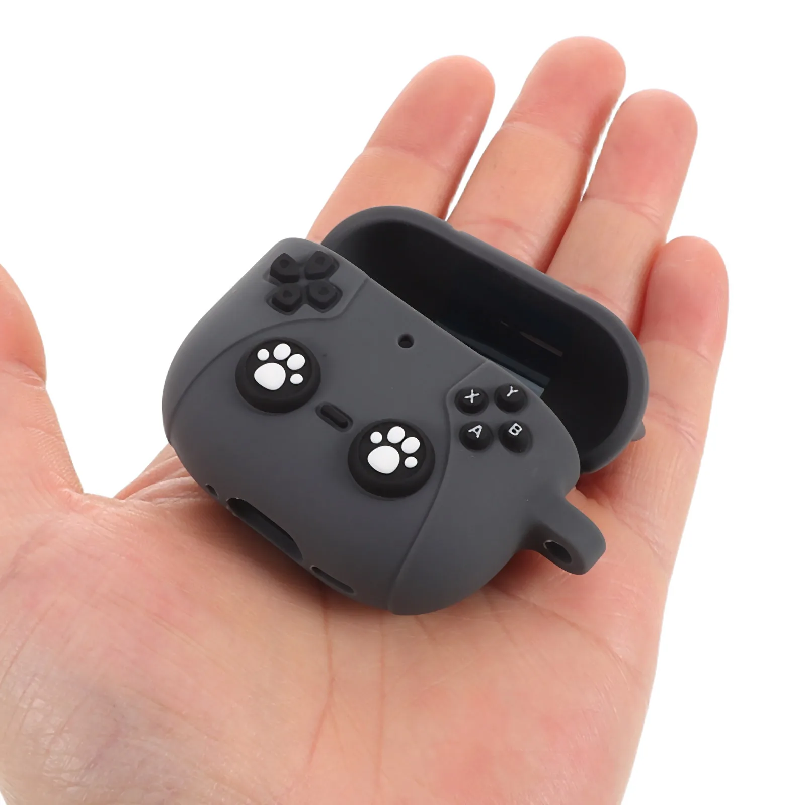 

Dark Grey Silicone Earphone Case Cute Funny Earbud Holder Soft Durable Headset Storage Case Earbud Skin Protector