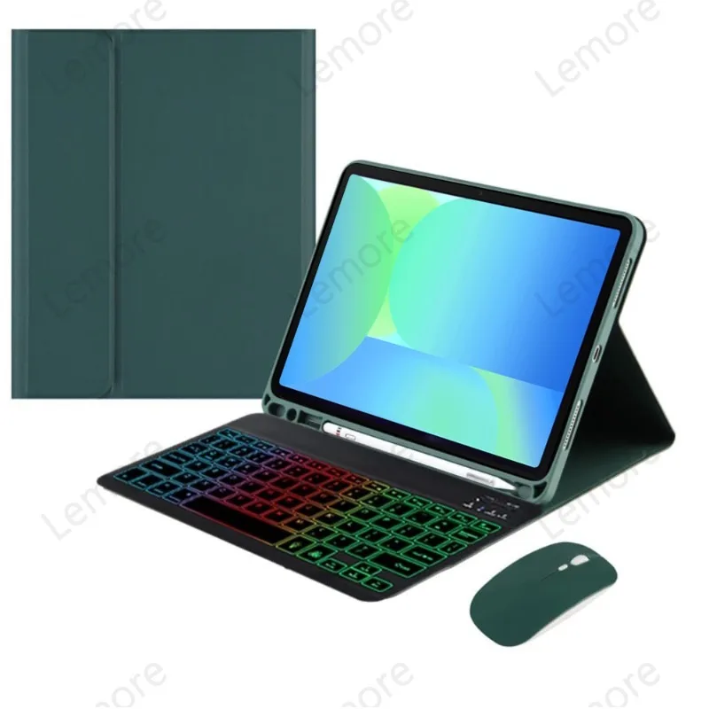 

Чехол с клавиатурой с радужной подсветкой для Samsung Galaxy Tab A9+ A9 Plus 11'' SM-X210 X215 X216, чехол-подставка с отсеком для стилуса