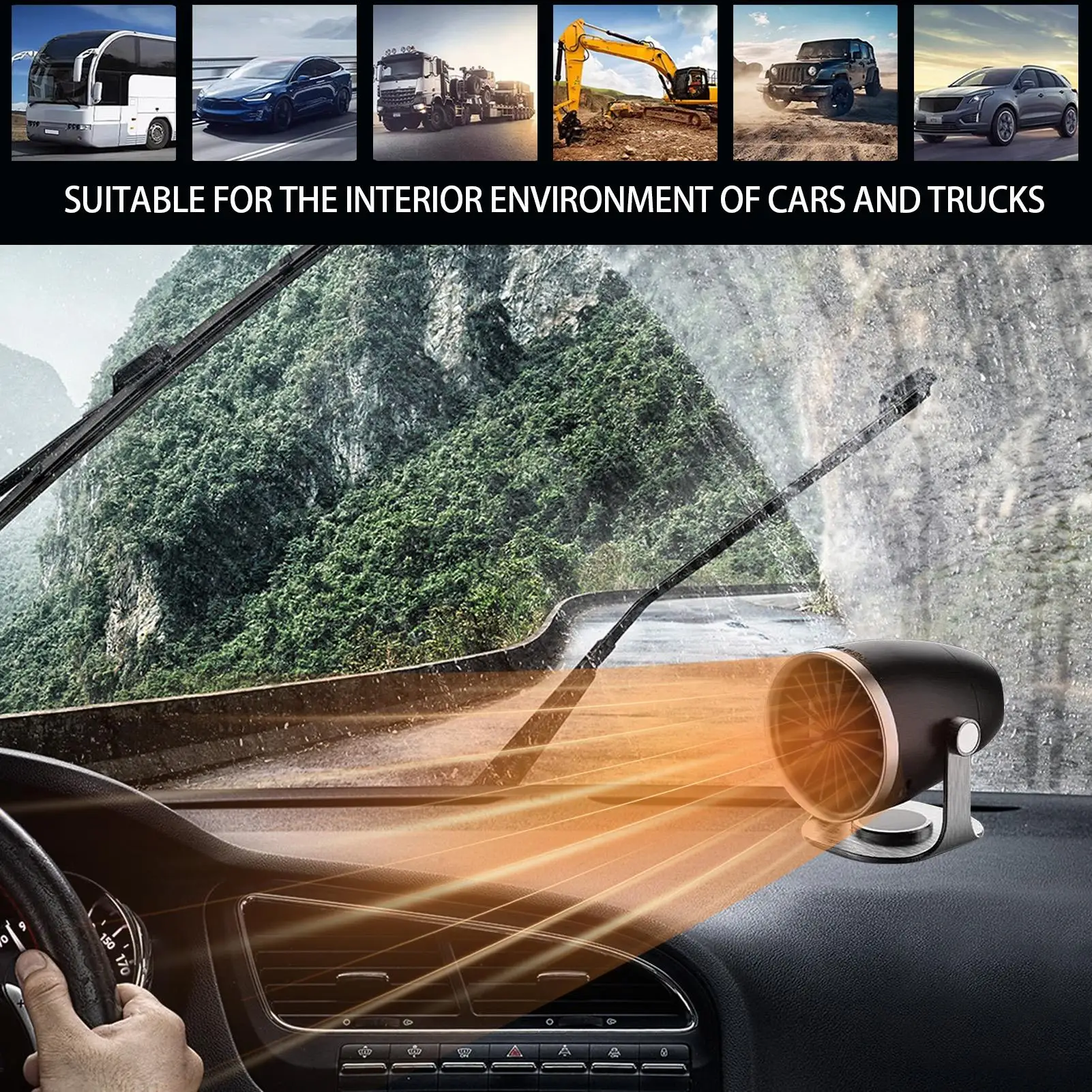 Space Heater Cooling Portable Air Blower Auto Air Heater Window Defroster For Truck Vehicle Sedan Pickup Scooter SUV RV Golf