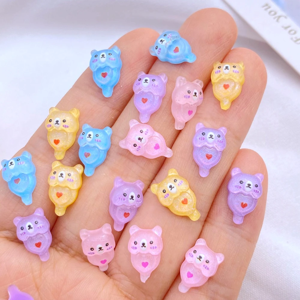 50 pieces of colorful popsicle, bear nail art, resin nail art, charm, flower shaped nail enhancement products