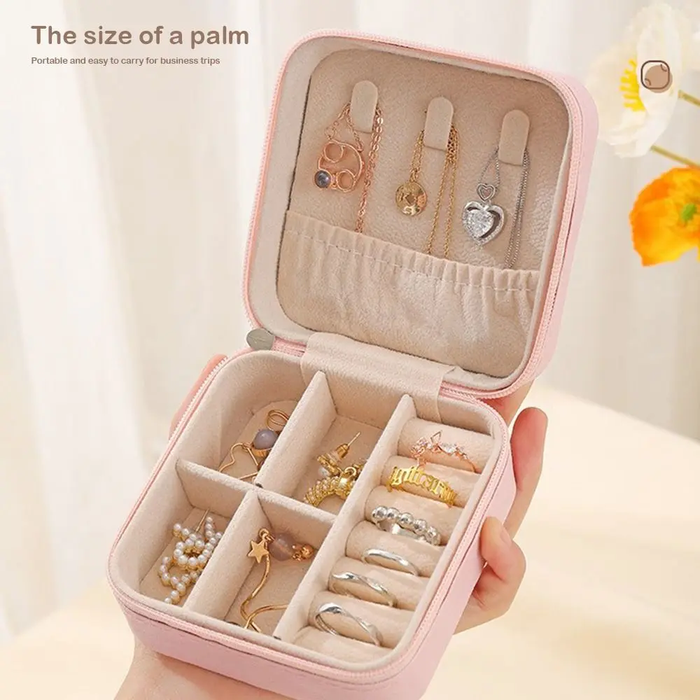 

Cute PU Leather Jewelry Box Mini Size Macaroon Style Travel Jewelry Box Simple Design Portable Jewelry Box Women's Jewelry