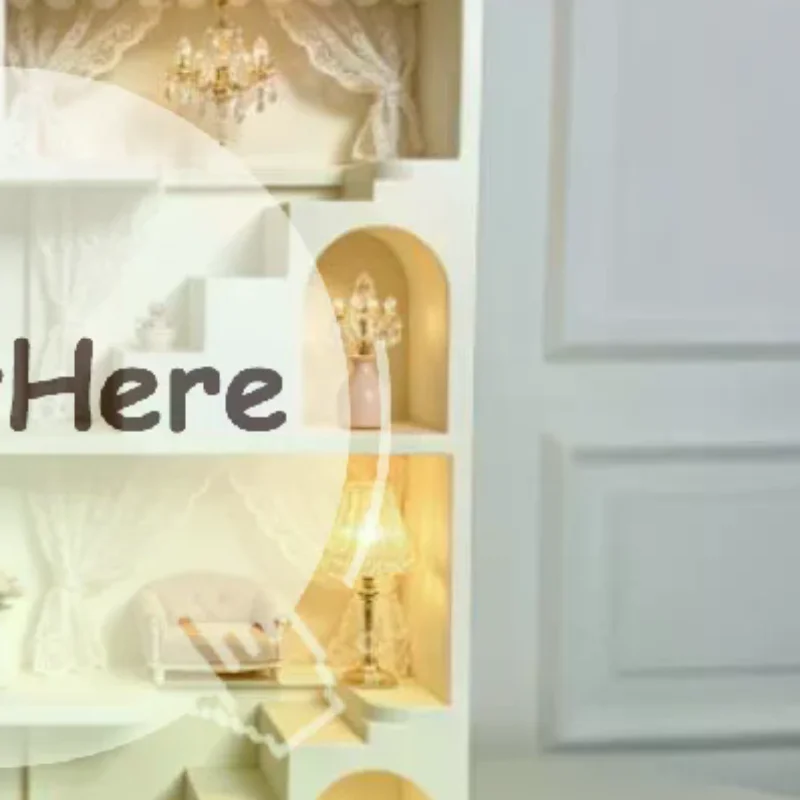 White Ins Mini Dollhouse Display Shelf Mini House Scene Storage Rack Organizer